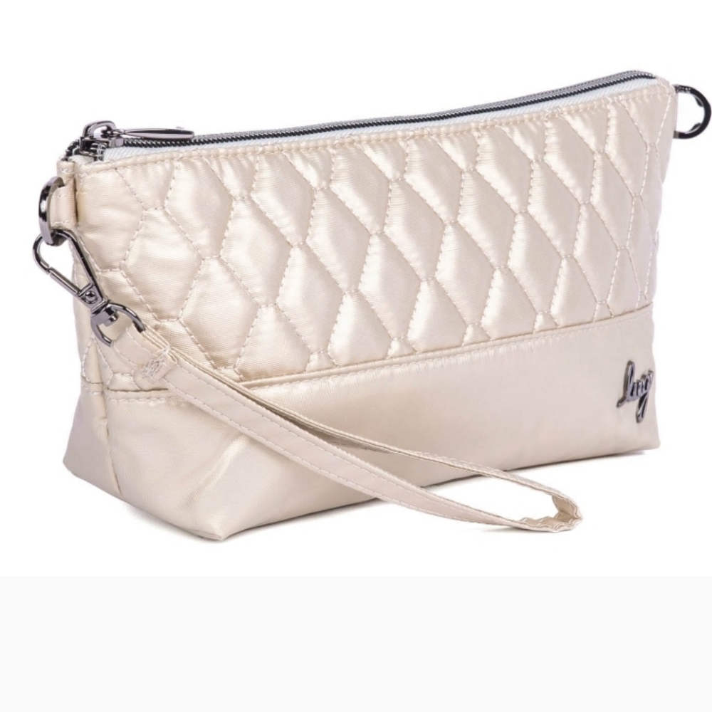 Lug Shiplap RFID Wristlet Pouch  Metallic Champagne